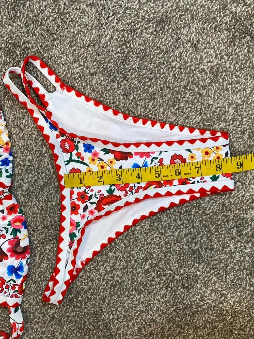Xhilaration White Floral Bikini with Red Trim